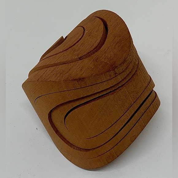 Mid Century Vtg Modern Art Solid Hardwood Sculpture Puzzle - Picture 5 of 12